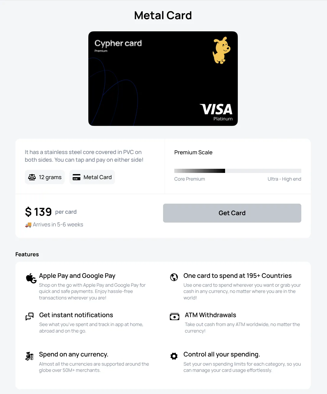 Design of the Premium Metal Cypher Card