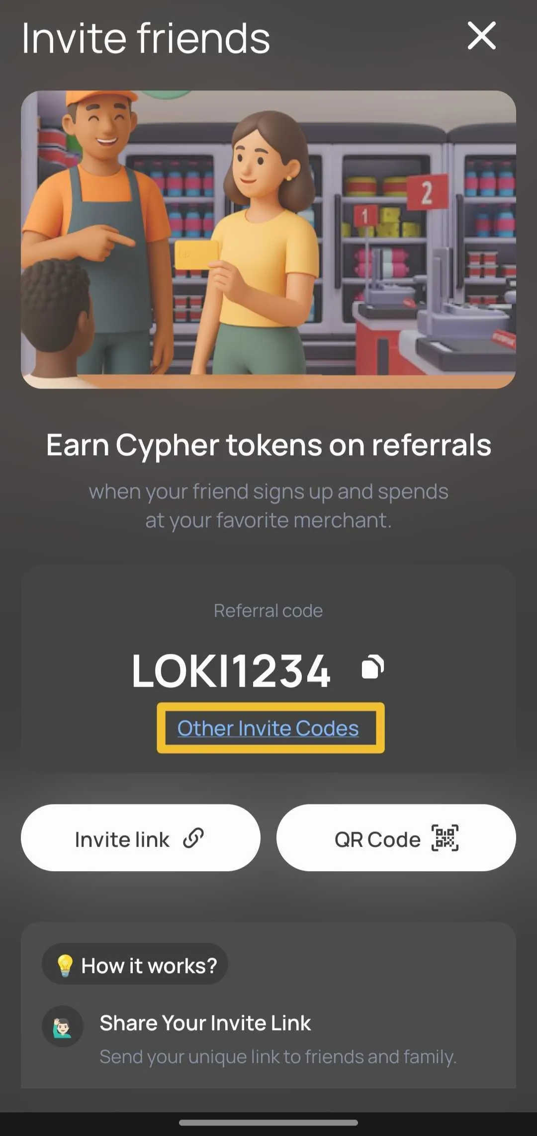 Referrals section with the Invite Friends button