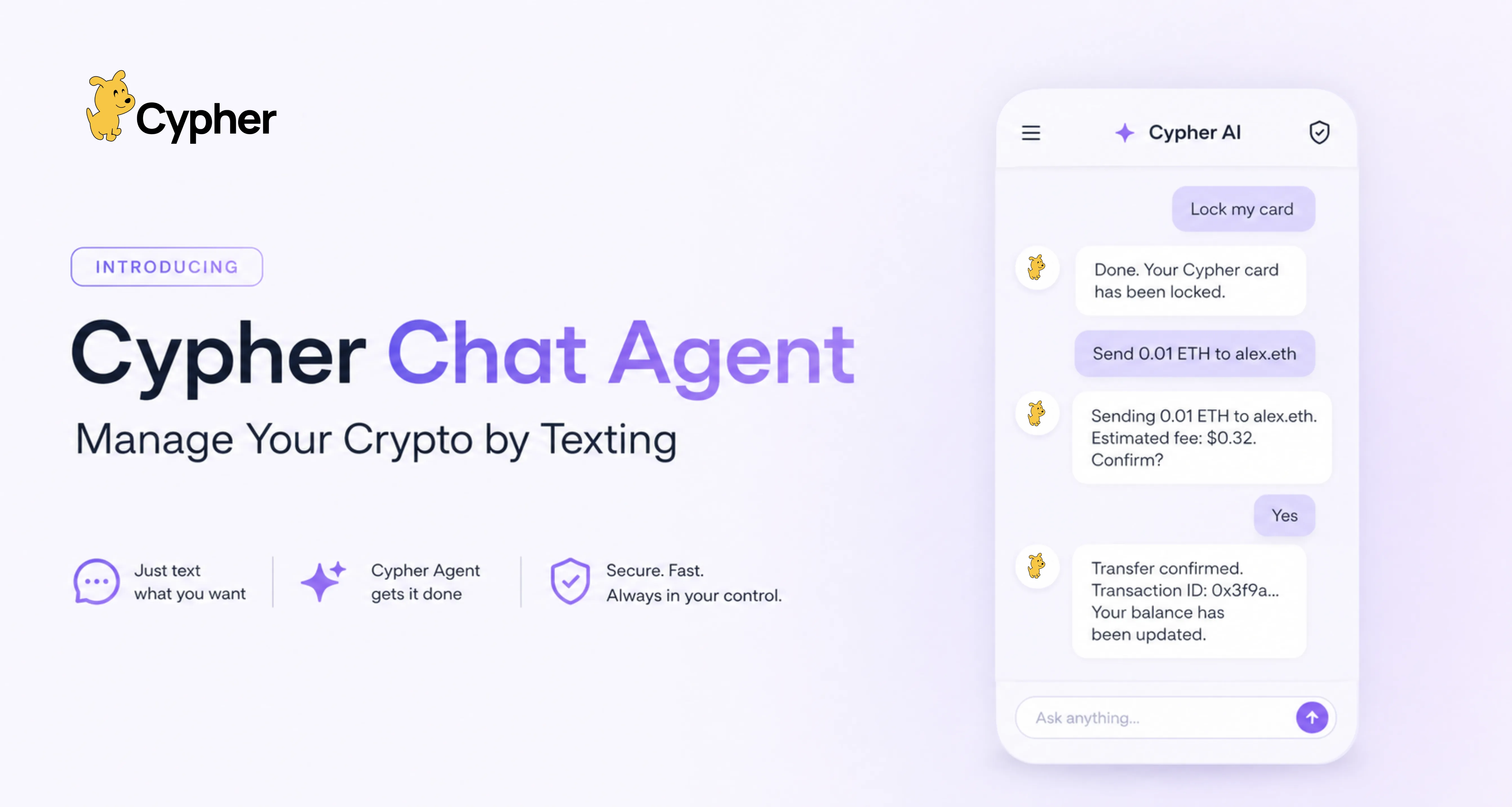 Cypher Chat Agent - Manage Your Crypto by Texting